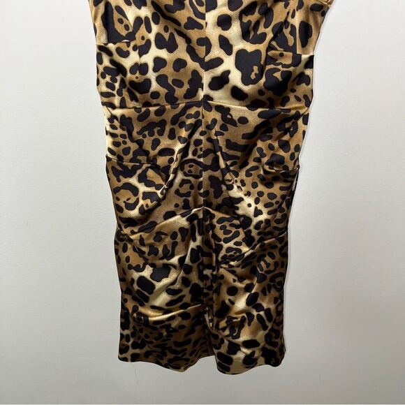 Vintage Cache Ruched Leopard Mini Dress 4 - Picture 4 of 8